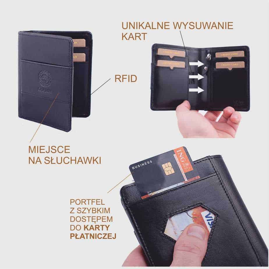 Portfel Męski z miejscem na słuchawki i zabezpieczeniem RFID - obrazek 4